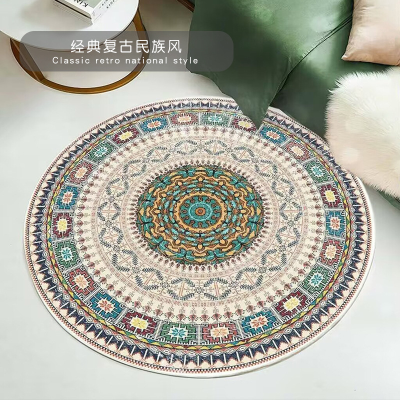 Ethnic style round carpet retro mandala floor mat bohemian bedroom carpet hanging basket mat wholesale