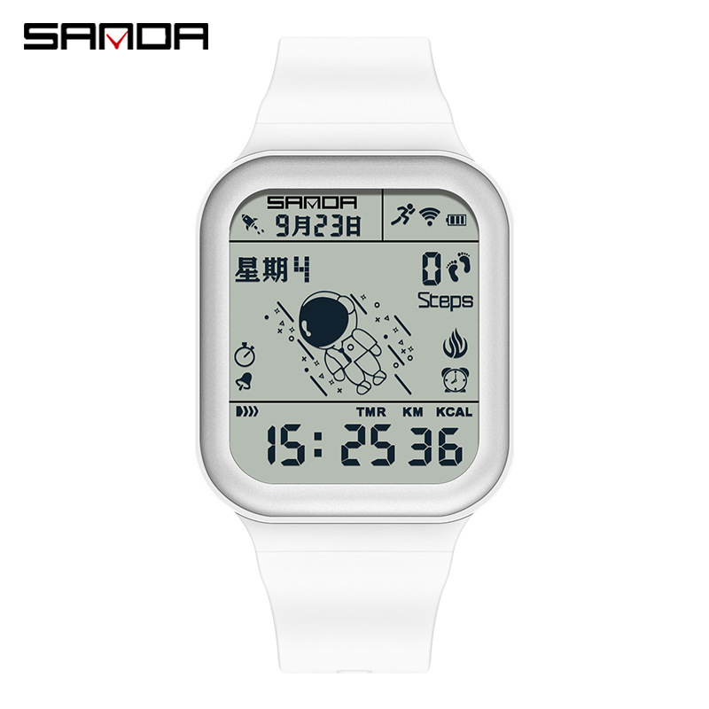 SANDA caloría paso contando reloj electrónico deportes al aire libre impermeable astronauta estudiante juventud reloj 6101