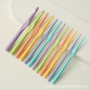 Cross-border hot sale candy color high-grade ABS plastic crochet wool knitting DIY crochet knitting tools a set of 12 pieces