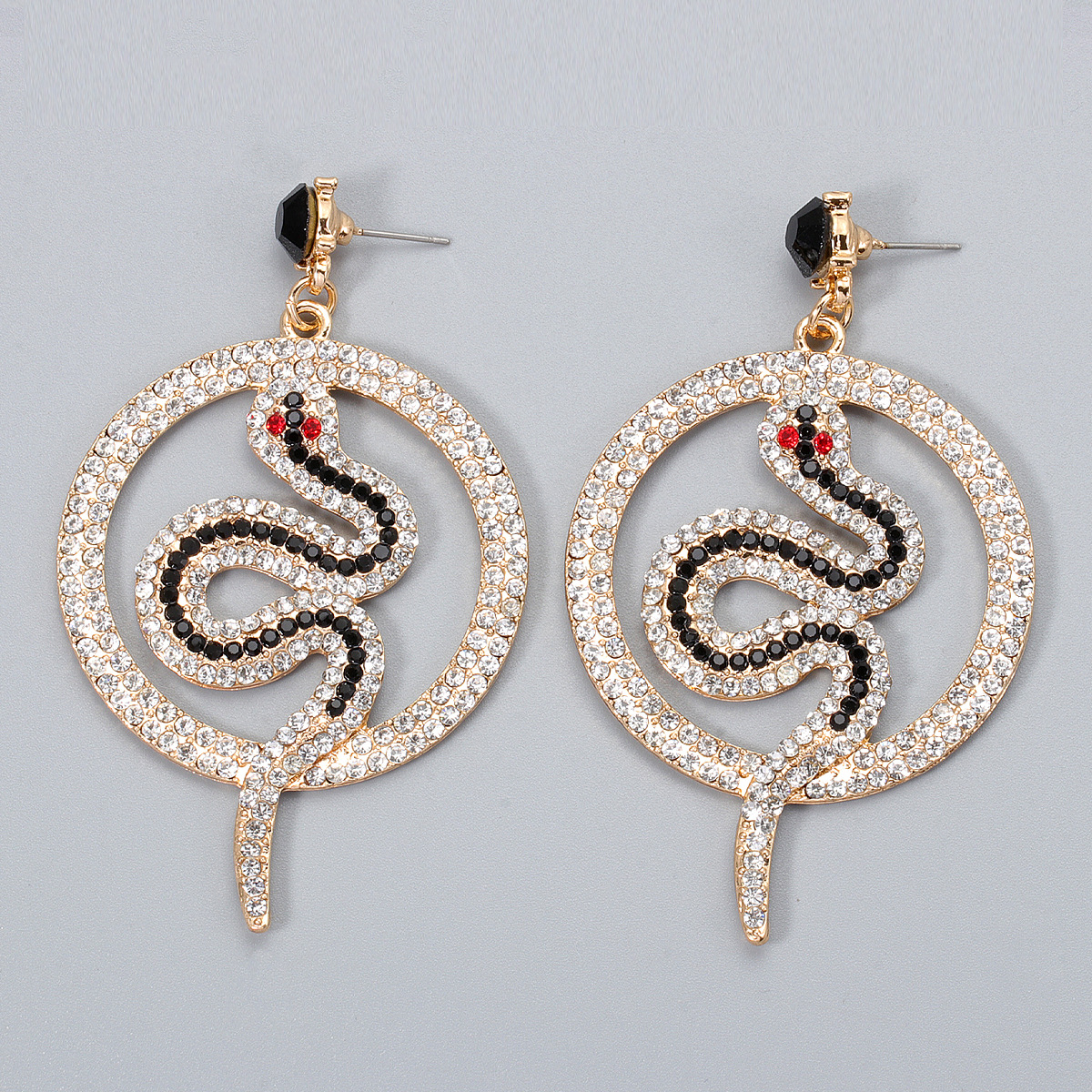 Fashion Round Snake-shaped Diamond Earrings display picture 12