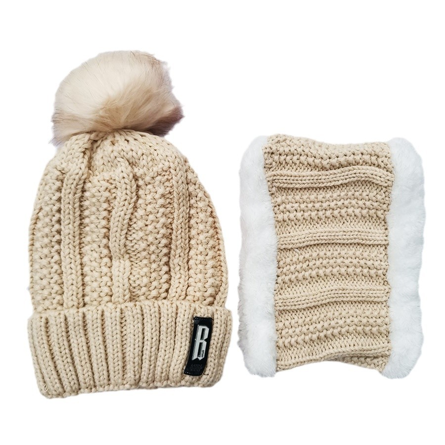 Auumn and Winer New Collecion wih Velve, Thickened Leer B, Ball, Knied Wool Ha, Two Piece Se, Women's Warm_voghion.com