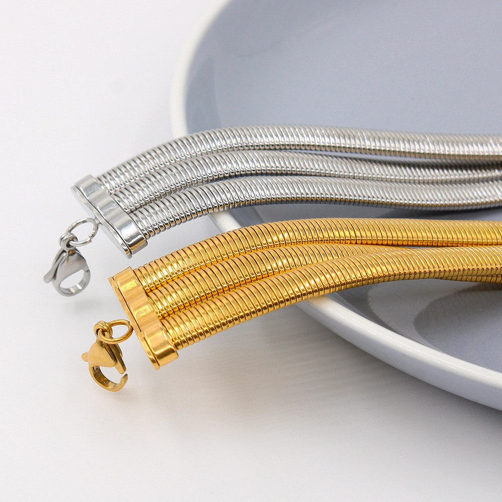 Handmade Chain Chain Type 1 Piece Quantity PVD Coated 18K Gold Real Gold Plated Round Solid Color Stainless Steel Punk Waterproof Non Tarnish 304 Stainless Steel Choker