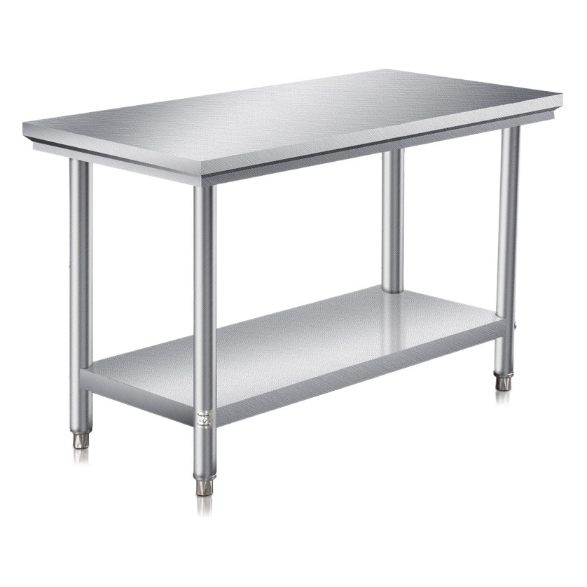 Double-Layer Stainless Steel Workbench Kitchen Commercial Stainless Steel Countertop Rectangular Vegetable Cutting Table Kitchen Utensils Loading Table