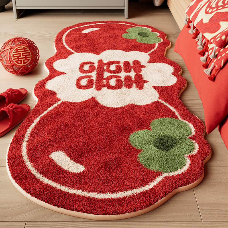 Hot-Selling Red Festive Wedding Bedroom Bedside Blanket, Wedding Room Decoration Carpet, Thickened Imitation Cashmere Cooling Foot Mat Hot-Selling Red Festive Wedding Bedroom Bedside Blanket, Wedding Room Decoration Carpet, Thickened Imitation Cashmere Cooling Foot Mat