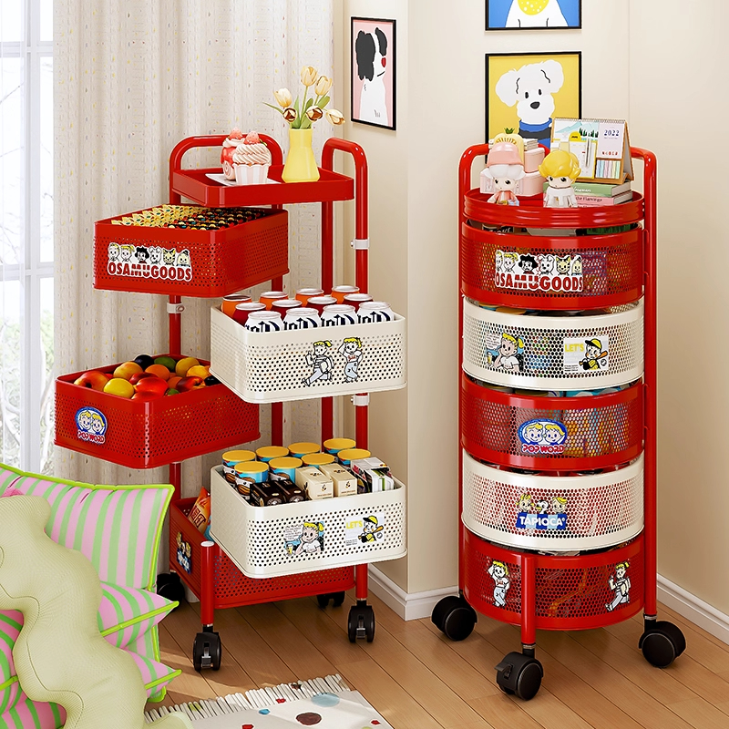 Dormitorio doméstico pequeño carro móvil multicapa multifuncional acabado rack de verduras de almacenamiento de juguetes