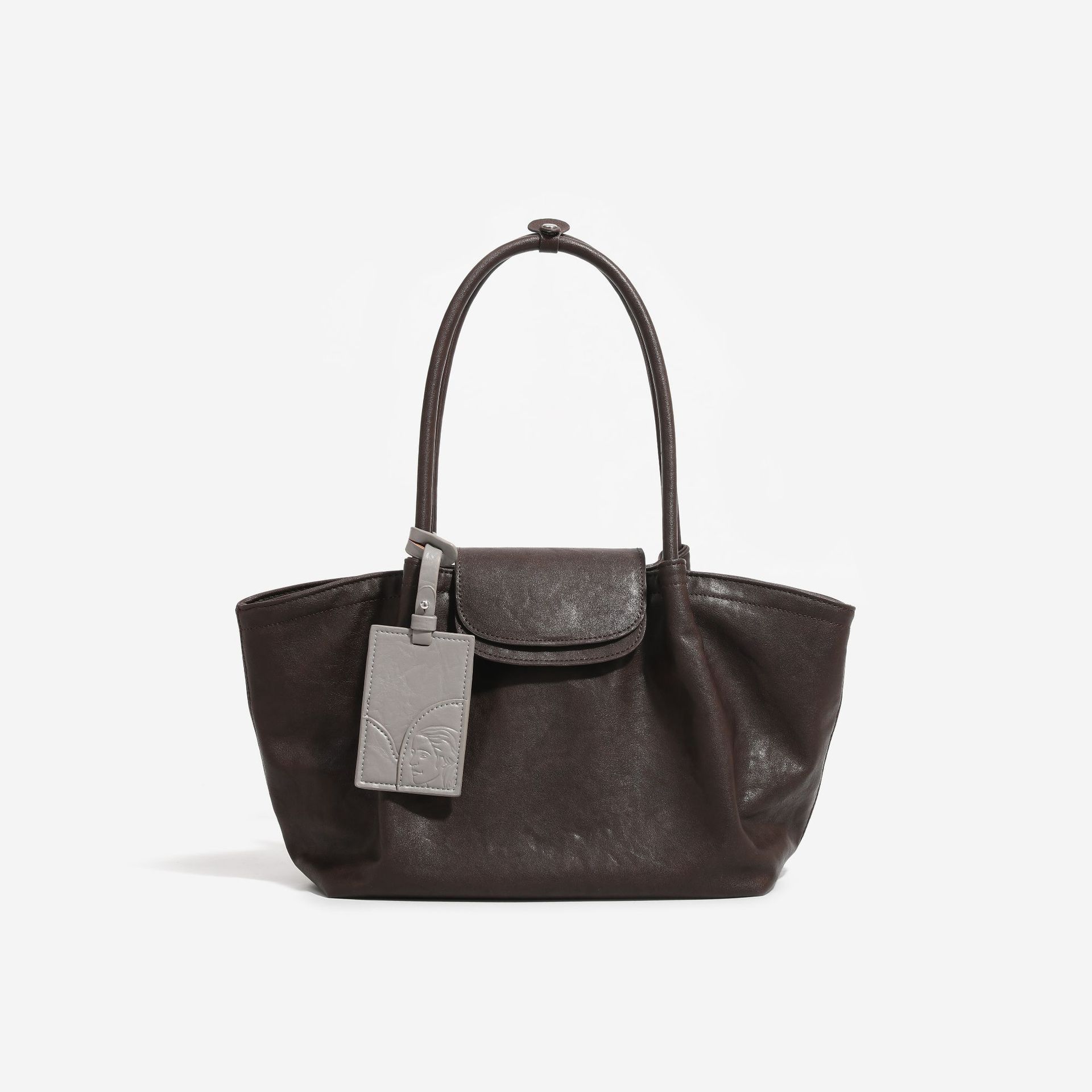 KoniKoni Genuine Leather Niche Black Large Capacity Tote Bag For Women 2026 New Arrival Commuter Handbag Shoulder Bag - Thumbnail 7