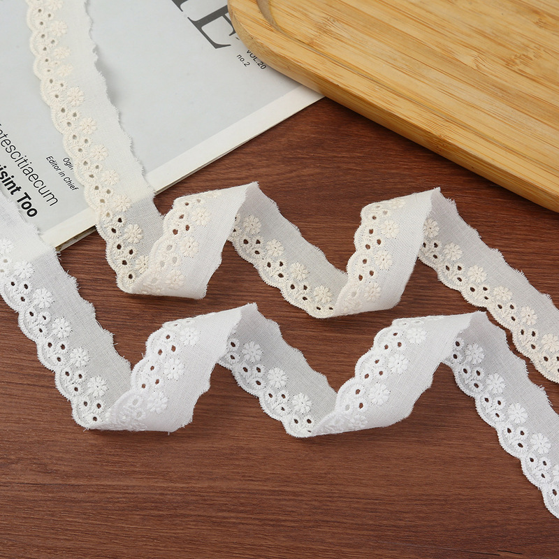2.5cm Cotton Lace DIY Handmade Washed Barcode Cut Out Lace Wedding Dress Women's Lace Accessories