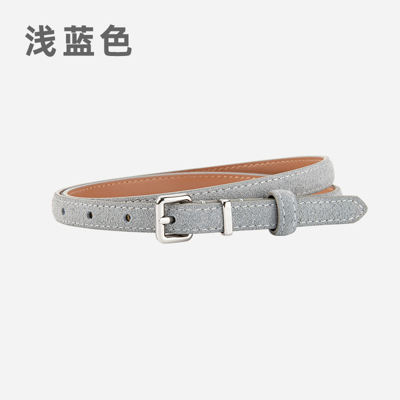 日系小裤带女士磨砂反绒真皮腰带装饰牛仔裤配饰时尚百搭细皮带女|undefined