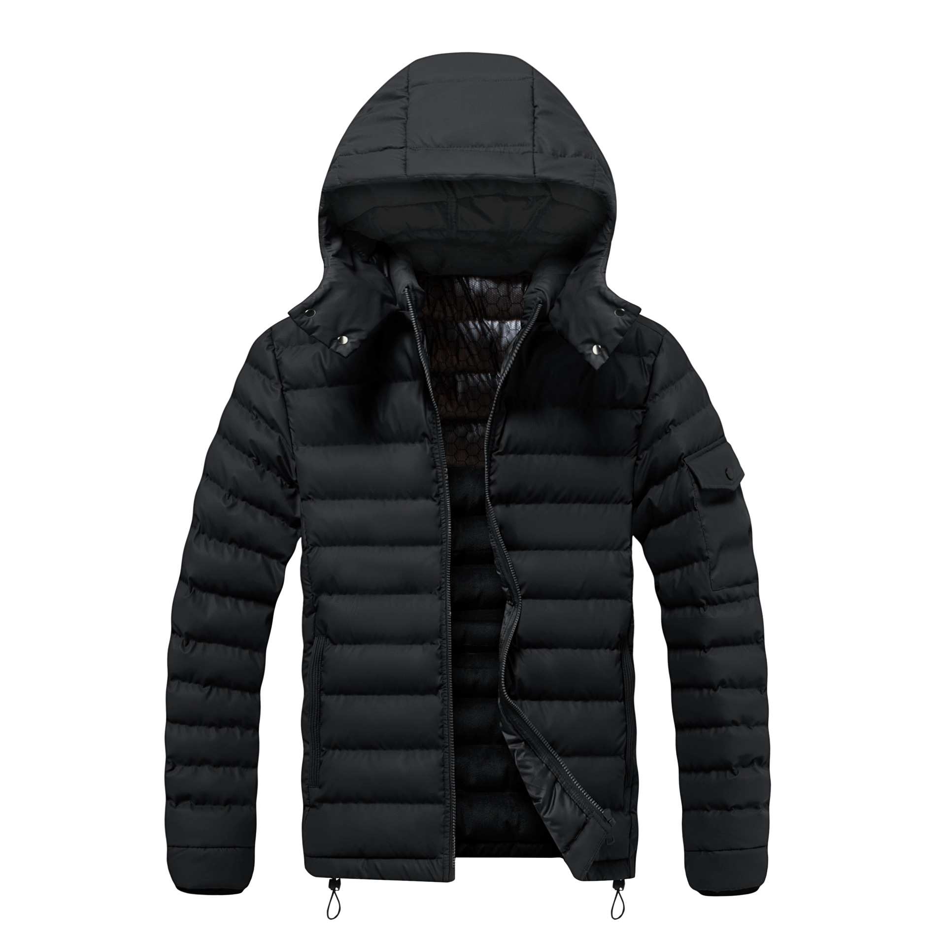2026 European and American autumn and winter thickened plus-size ribbed cotton coat for men, cross-border plus-size foreign trade fur collar cotton coat for men