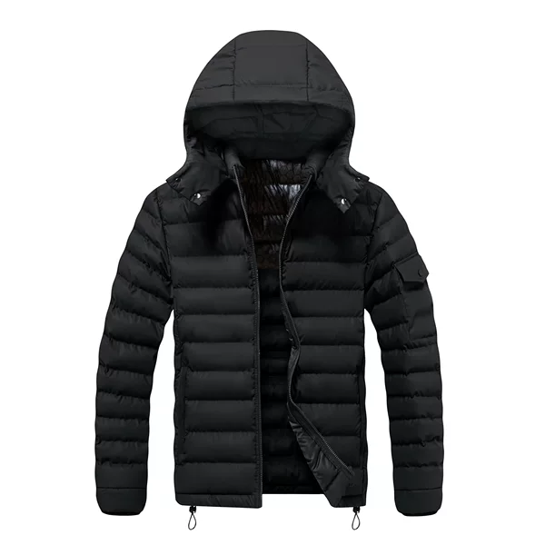 2026 European and American autumn and winter thickened plus-size ribbed cotton coat for men, cross-border plus-size foreign trade fur collar cotton coat for men