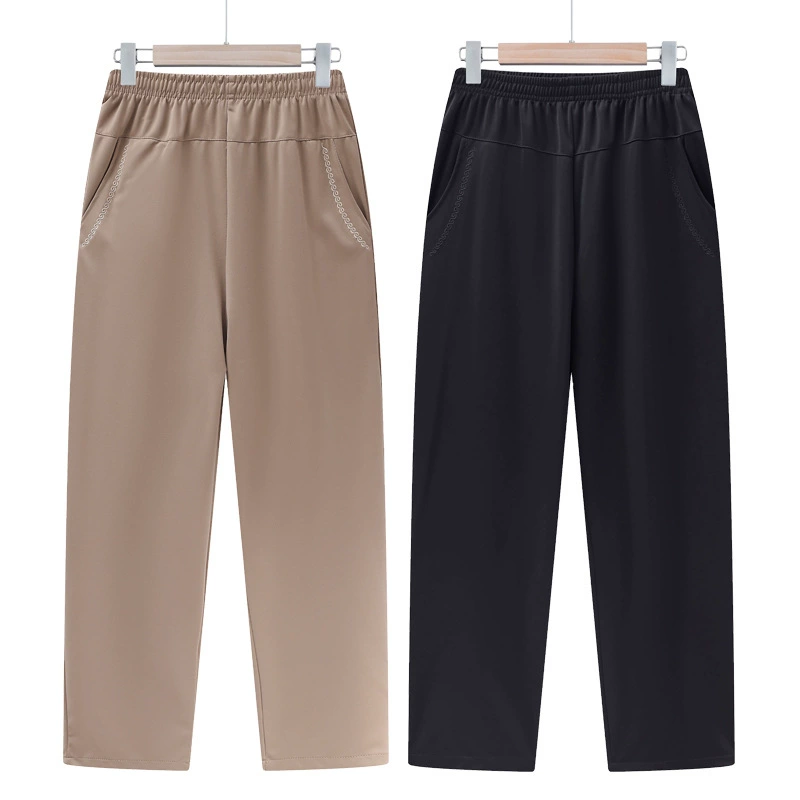 Мама брюки Весенние и осенние средние и пожилые женские брюки Старушка повседневная эластина с высокой талией прямой бабушкины брюки оптом