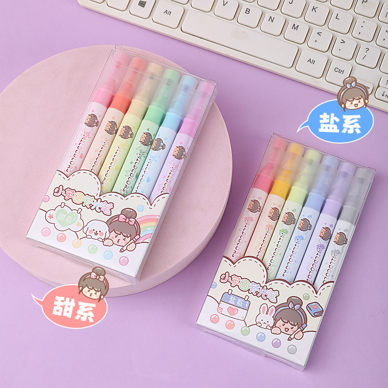 Tarot redondo doble cabeza puntero de dibujos animados estudiantes niños marcador de color puntero de marca clave cuentas de mano puntero