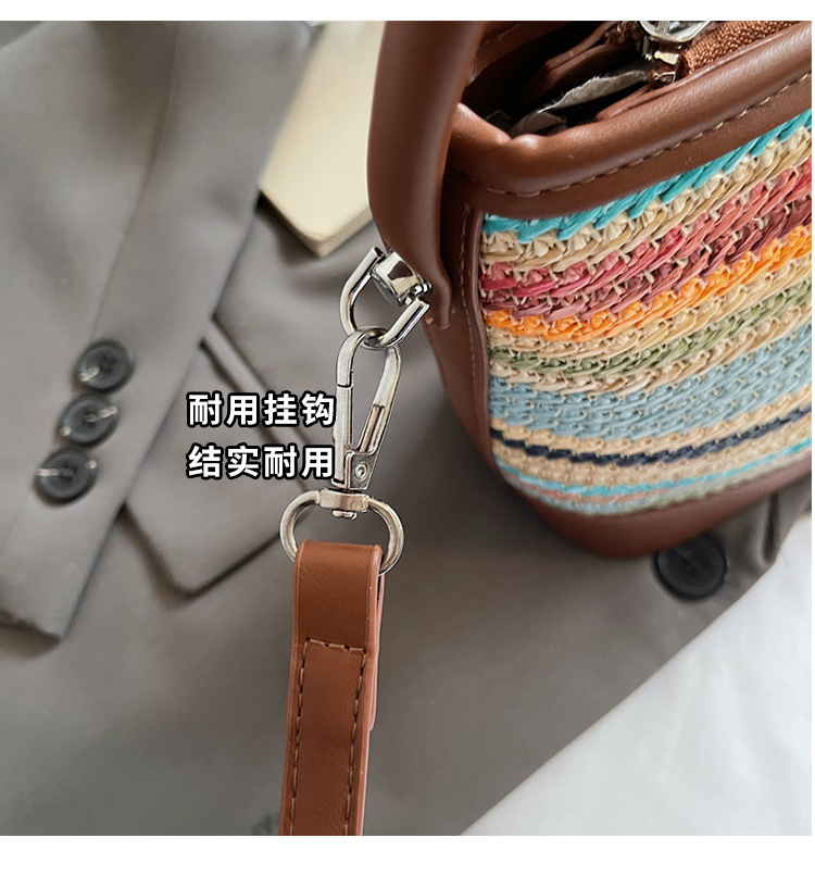A trendy and fashionable straw-woven phone bag for women in the summer of 2025, a Korean version of a niche and simple crossbody bag Specification drawing