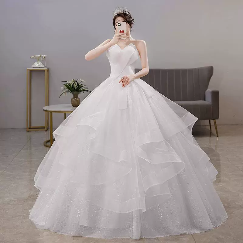 Wedding dress, bra top for princess, tutu skirt, champagne color