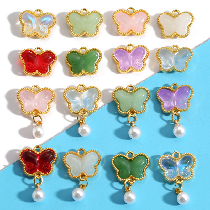 New Alloy Inlaid Resin with Pearl Butterfly Pendant DIY Bracelet Earrings Tassel Pendant Accessories W617 New Alloy Inlaid Resin with Pearl Butterfly Pendant DIY Bracelet Earrings Tassel Pendant Accessories W617