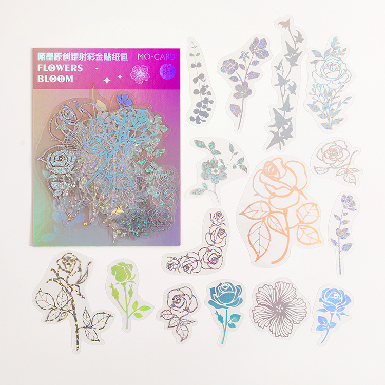 Mo mo PET caliente color oro láser etiqueta bolsa de papel flash serie sueño creativo diario etiqueta decoración 45 unidades