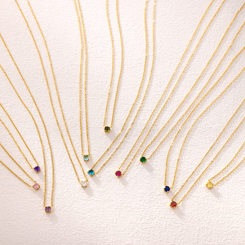 6g Weight 304 Stainless Steel Pendant Material Birthstone Inlay Material Pendant Necklace Classification 304 Stainless Steel Chain Material cable chain Chain Type 1 Piece Quantity Daily Occasion 304 Stainless Steel Material Geometric Pattern All Seasons Season Women's Gender Basic, Simple Style Style Wholesale Jewelry Basic Simple Style Geometric 304 Stainless Steel Birthstone Pendant Necklace Cable Chain 1