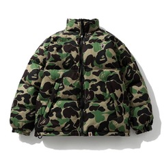 bape棉服鲨鱼潮牌迷彩拉链双面穿情侣外套秋冬蓬松跨境代发