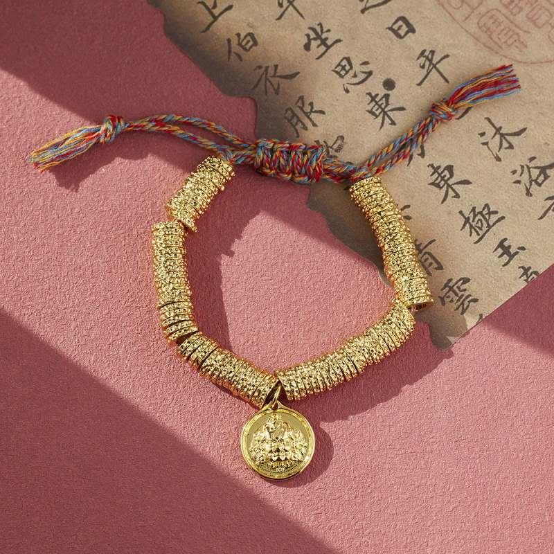 Плетеный браслет с узором «Золотой молот» Ретро-плетеный браслет Lucky Four Color