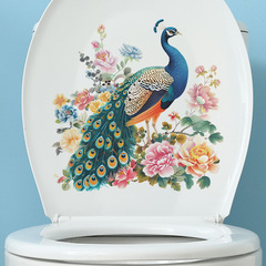 外貿浪漫孔雀牡丹花兒童臥室馬桶貼家居裝飾牆貼貼紙自粘批發跨境