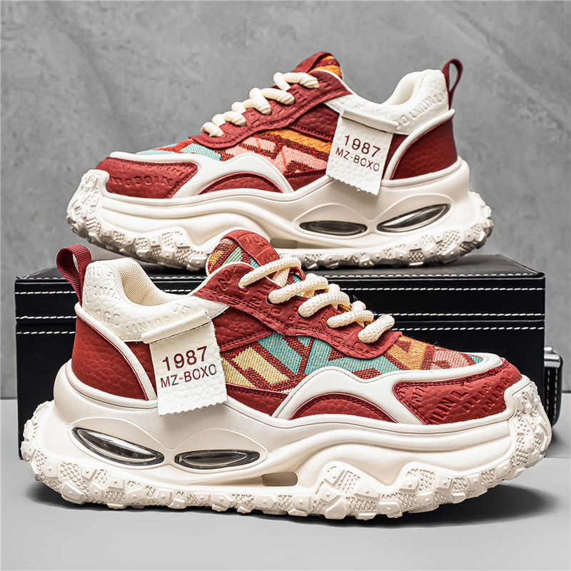 Light Luxury Designer 2026 Men's Shoes Spring High-End Thick-Soled Casual Running Shock-Absorbing Sports Height-Increasing Dad Sneakers