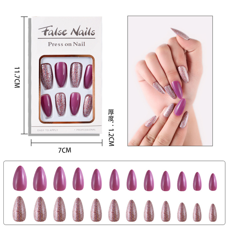 Boutique water drop sequins solid color European and American style detachable wear nail fake nail nail piece mixed color set Wholesale Boutique water drop sequins solid color European and American style detachable wear nail fake nail nail piece mixed color set Wholesale