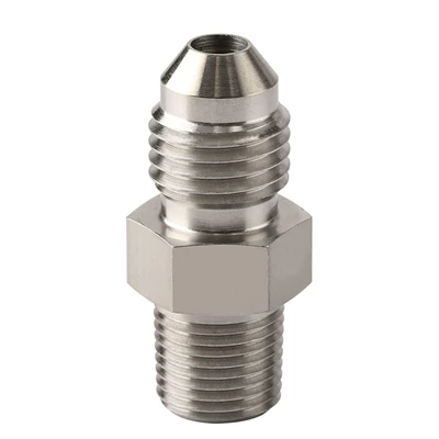AN3-AN16 Automotive and Motorcycle Modification Parts Fuel Brake Pipe Connector Stainless Steel Straight Oil Pipe Threaded Adapter (Other brake systems) - silver-an3-14npt