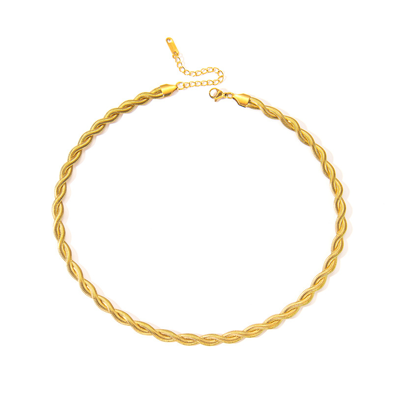 Joyería Al Por Mayor Elegante Color Sólido Acero Titanio Enchapado Collar Cadena De Clips Cadena De Cuerda Torcida display picture 29