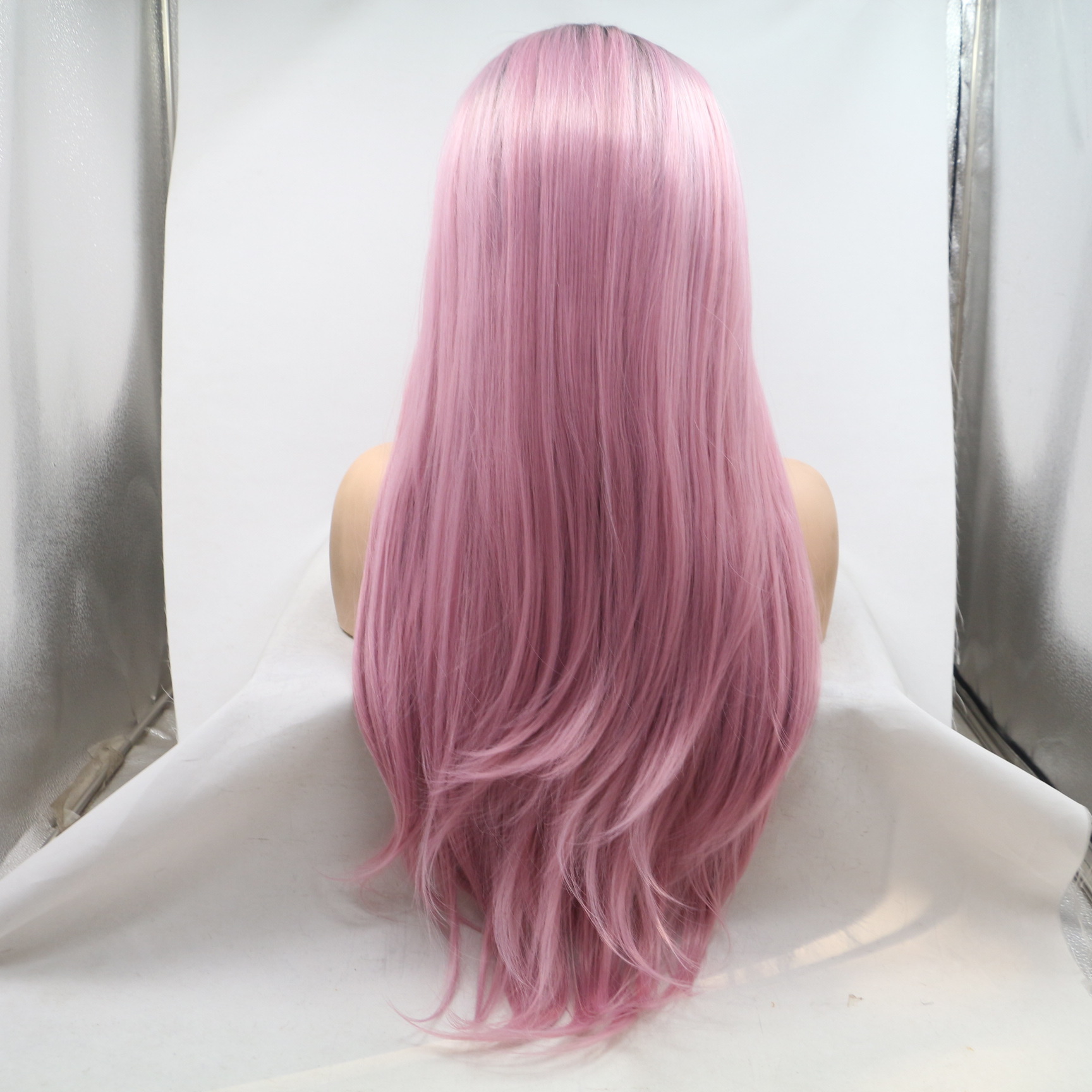 Pelucas de fibra química de encaje transfronterizo de cabello largo y recto Lace Front Wigs