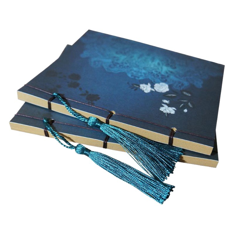 Plaza DE LA LUNA vieja estilo antiguo lleno de hilos de papel Kraft libro en blanco Vintage lleno de hilos libro hecho a mano estilo chino caja de jade estilo antiguo elegante