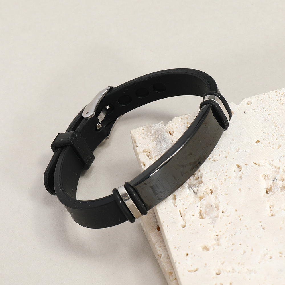 European and American menu0027s light plate stainless steel silicone bracelet wholesale