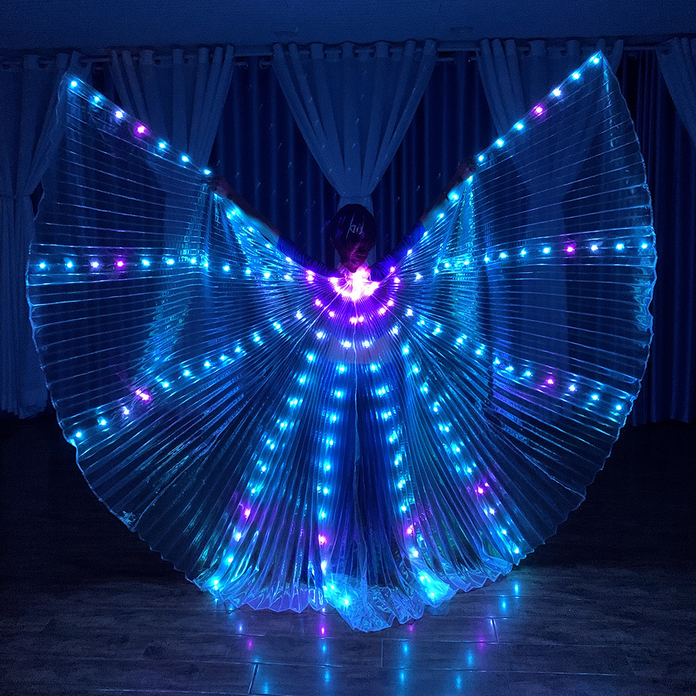 New LED glowing wings dance props with color-changing, flowing water running horse effects, suitable for bars, KTV, and dance halls - Golden Wing Colorful