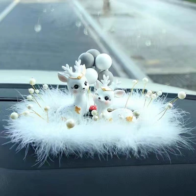 center console decoration high-end | Car ornaments - white-little-fairy-deer-mickey-gray-white-balloon-small-square-pearl-pad-send-no-trace-glue-10