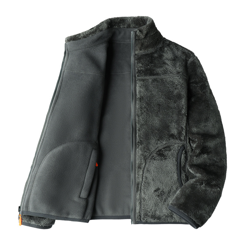 Women's Clothing Polar Fleece Tops Trendy Brand Double sided Thickened Coral Fleece Sweater Cardigan_voghion.com