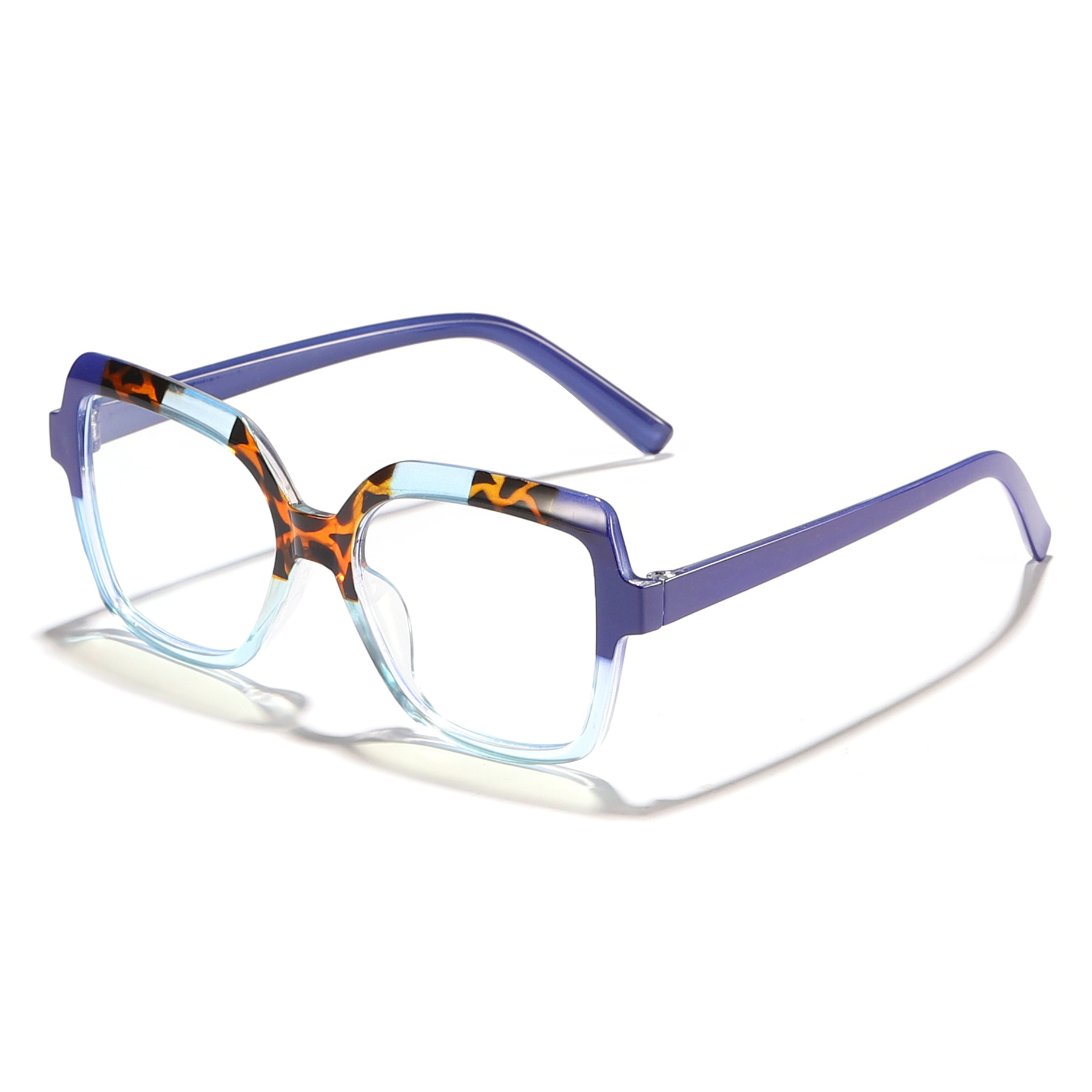 Espejo plano cuadrado de contraste de color europeo y americano transfronterizo, gafas de marco anti-azul de moda