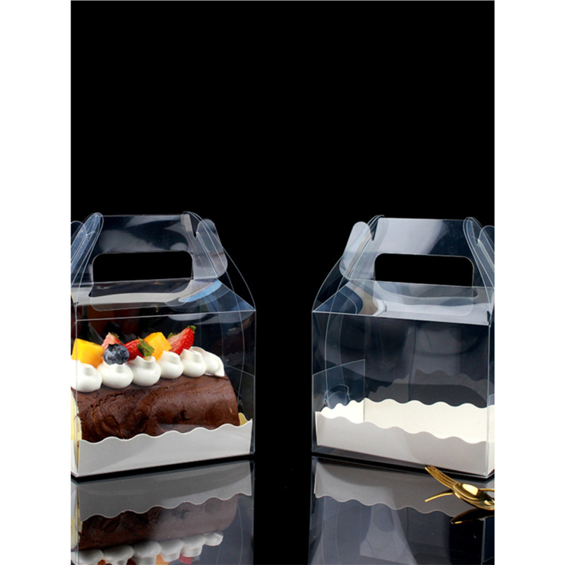 瑞士虎皮梦龙蛋糕卷包装盒整卷半卷透明手提西点慕斯蛋糕长条盒子