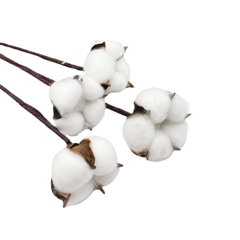 Cabeza de algodón artificial flor seca natural hecho a mano vintage estilo rústico arreglo floral guirnalda ramo accesorios de tiro
