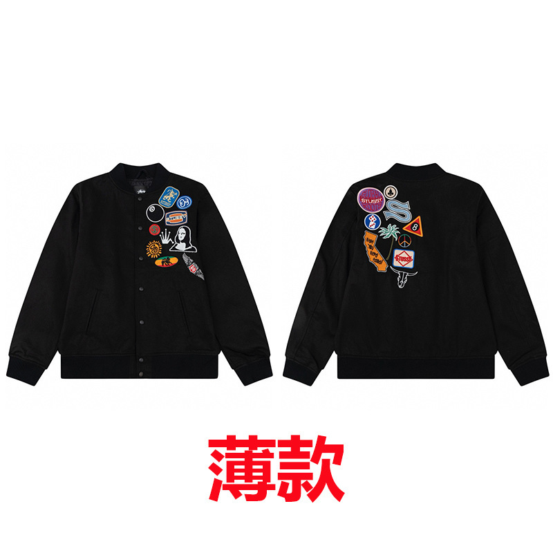 原标跨境STU斯图棒球服外套美式潮牌宽松休闲飞行员夹克男女情侣|undefined
