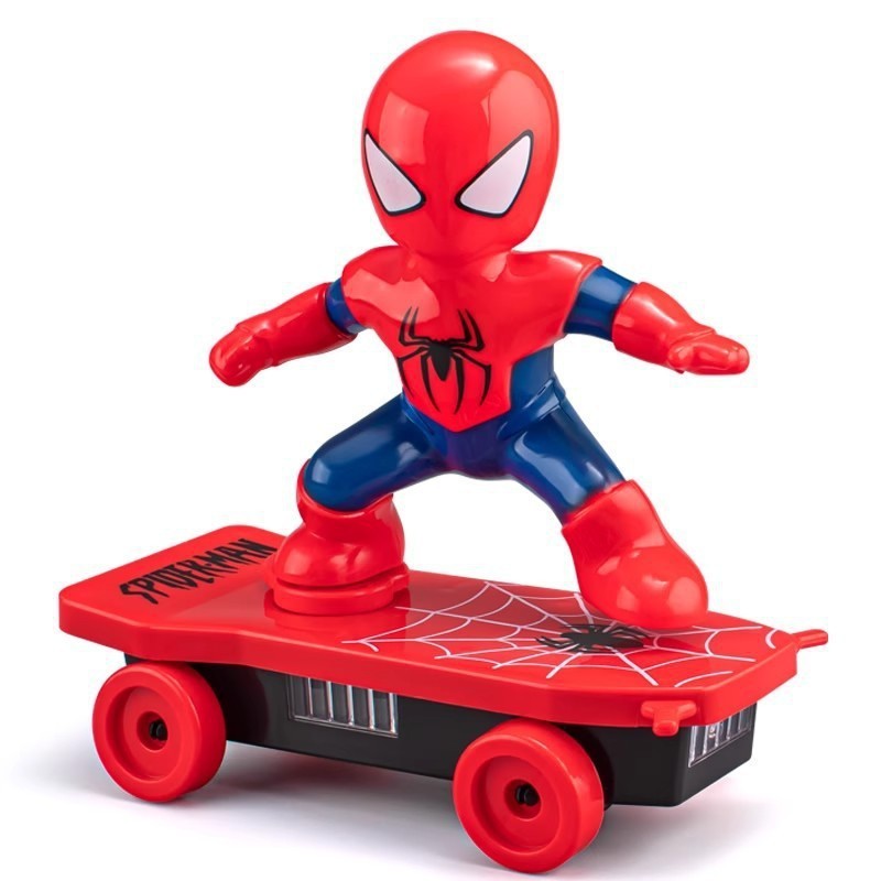 ライト付き360度スパイダースケートボード、ローリングスパイダーマンスタント、スパイダーマンスクーター、子供用おもちゃ|undefined