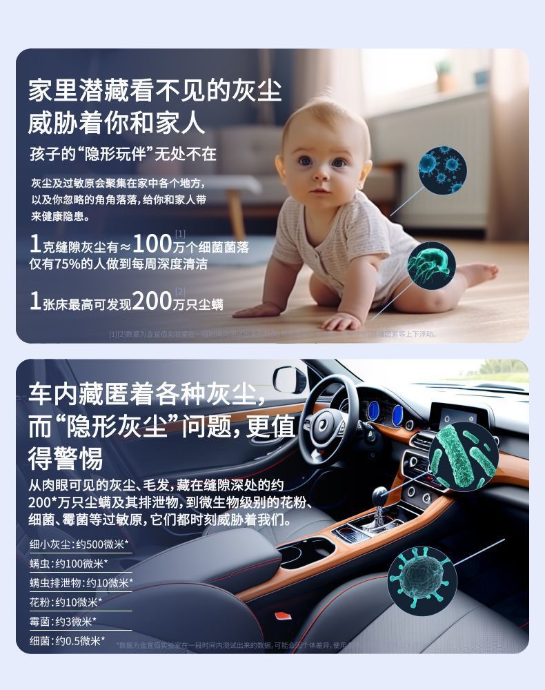 L5U car vacuum cleaner wireless charging high-power car interior car household dual-use strong dedicated large suction