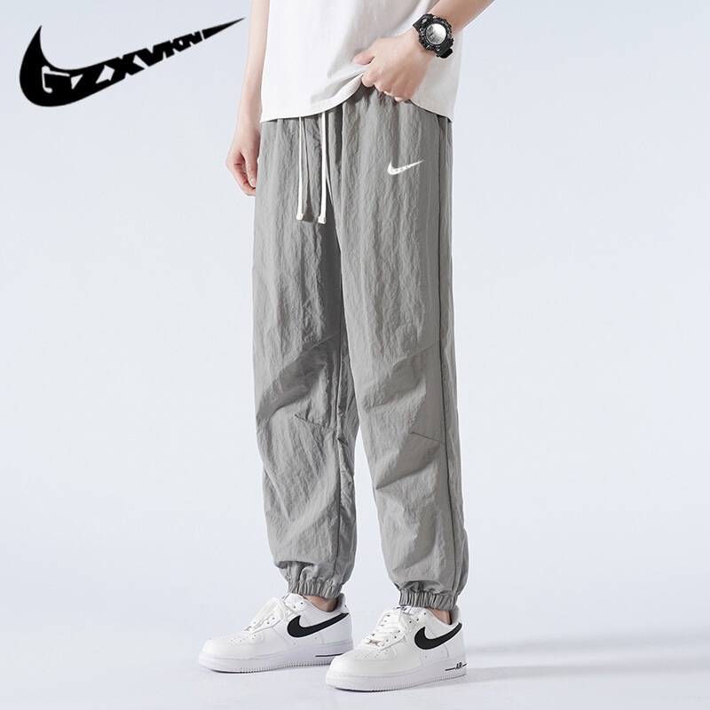 Men's 2024 Summer Ice Silk Casual Pants Men's Thin Sports Couple Breathable Loose Quick-drying Air Conditioning Ankle Pants Women