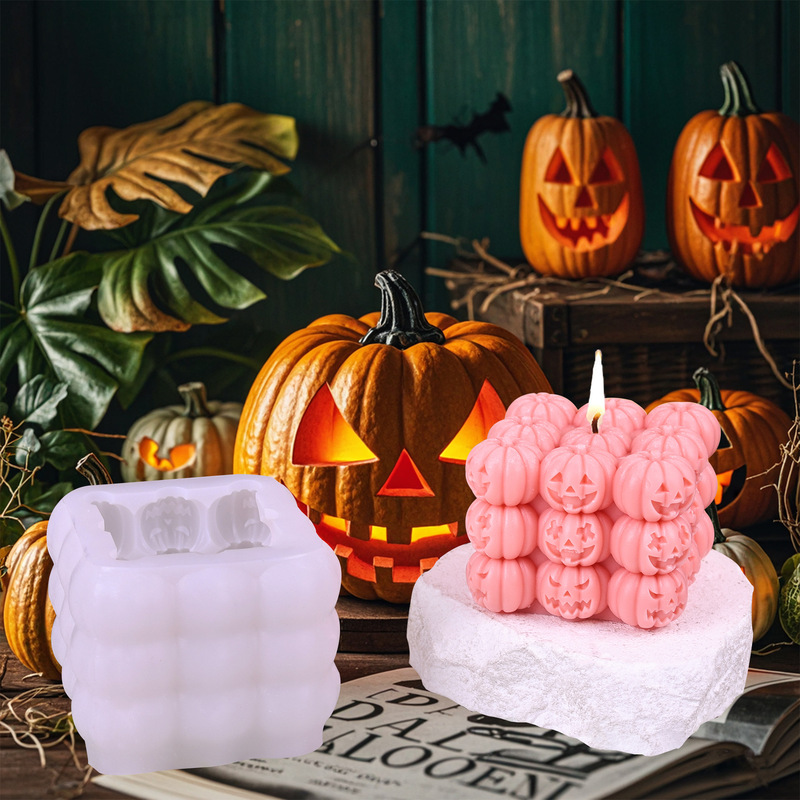 ハロウィーンのかぼちゃのルービックキューブのつまみの金型セットのアロマの手作りのろうそくのシリカゲルの膜具の拡香石の置物の卸売り|undefined