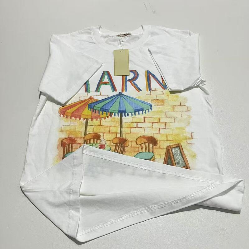 Cross-border bestseller in Japan and Korea: Mar outdoor cafe printed pattern casual cotton T-shirt for men and women couples Cross-border bestseller in Japan and Korea: Mar outdoor cafe printed pattern casual cotton T-shirt for men and women couples