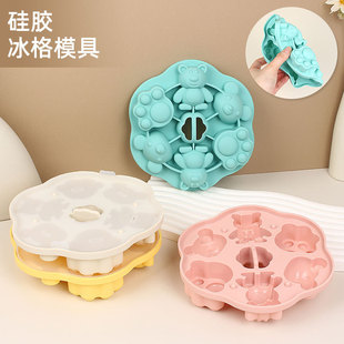 Silicone ice cream mold food supplement mold DIY bear combination with lid ice mold creative baby food supplement box manufacturers in stock