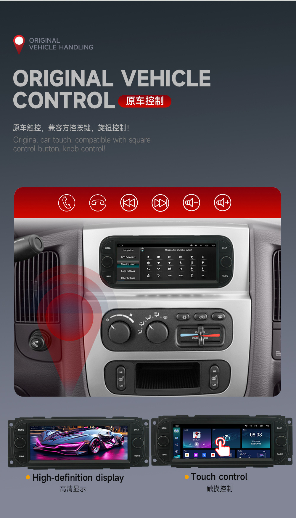 Suitable for Jeep, Dodge, Chrysler Grand Voyager 2012 Model Navigation All-In-One Car Gps Universal Model