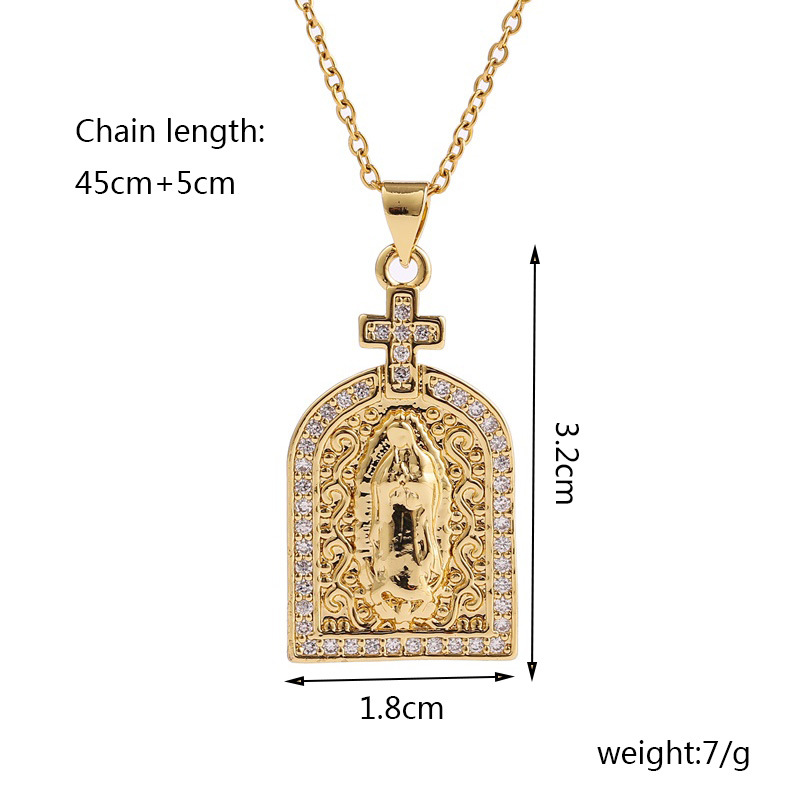 Fashion Holy Lord Mary Copper Inlaid Zirconium Necklace display picture 1