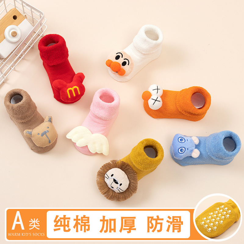 Newborn baby autumn winter style terry cotton socks boys and girls baby middle tube cute super cute non-slip floor shoes socks wholesale
