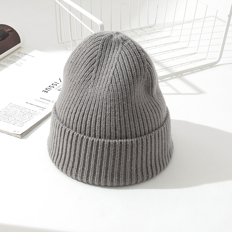 欧米の秋冬の冷たい帽子wool beanieの大きい頭の周りは厚い男女の帽子の純粋なウールのニットの帽子の越境の現物を覆います。|undefined