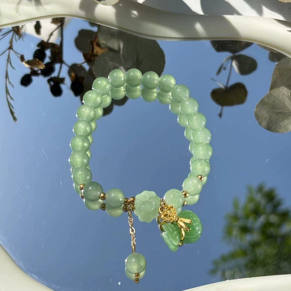 S048-Green lucky bag Donglin jade beaded bracelet #SZ345