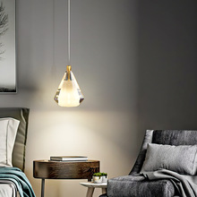 卧室床头吊灯现代简约轻奢风长线氛围灯网红北欧全铜床头柜小吊灯